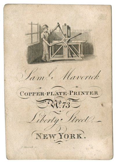 Visittkort for Samuel Maverick, ca. 1812-45 av American School